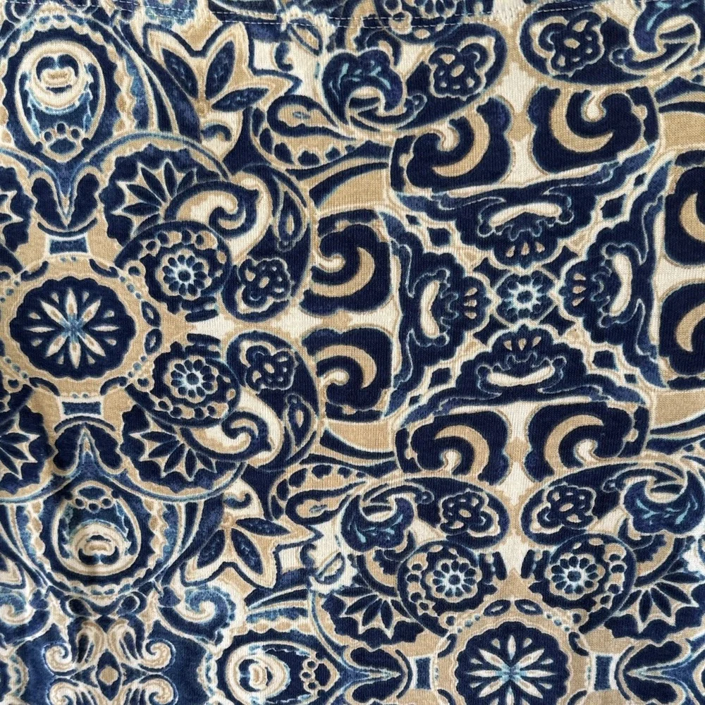 Chico's Navy and White Patterned Boatneck 3/4 Sleeve Top - Picture 3 of 7